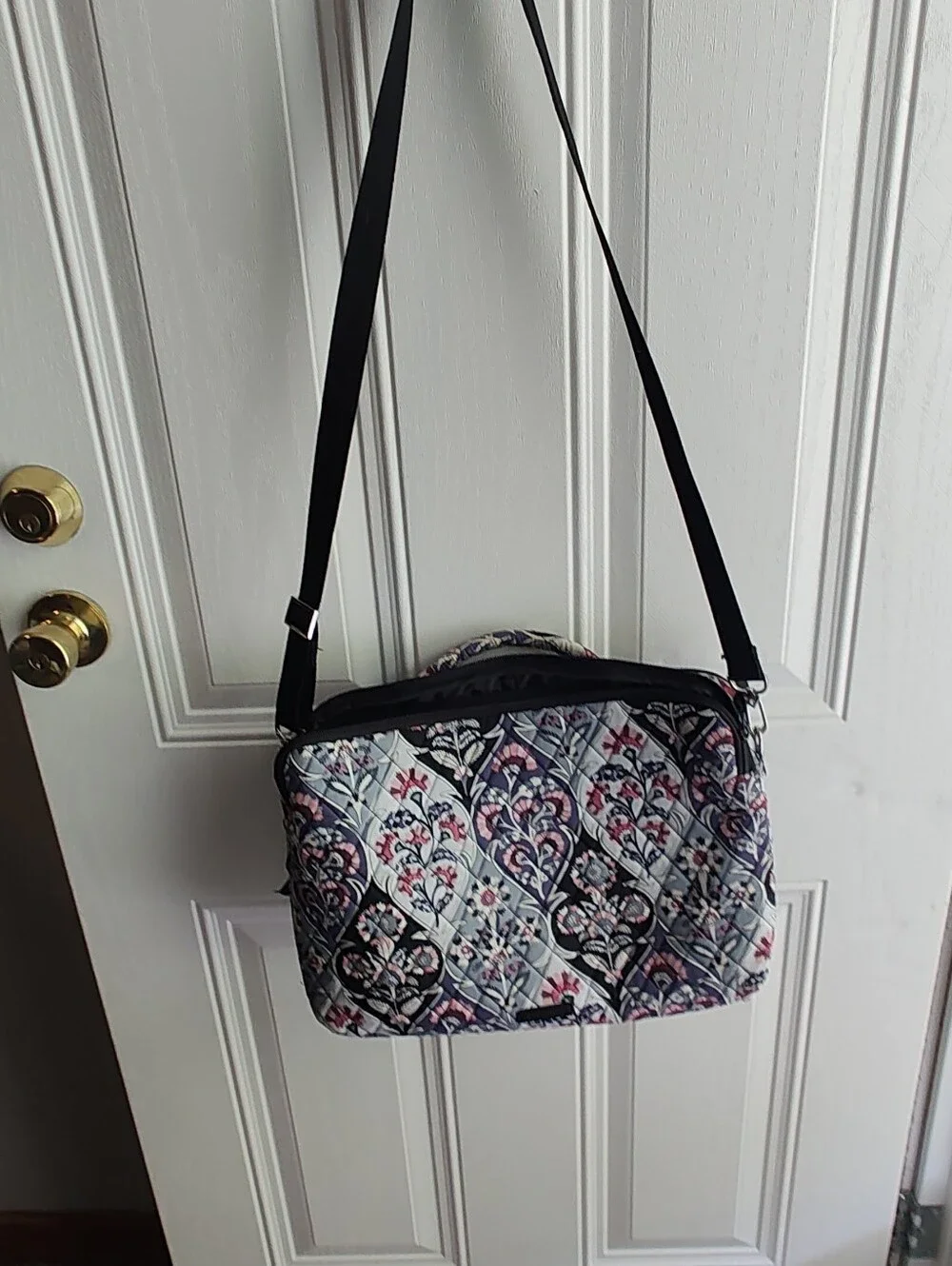 Vera Bradley Quilted Laptop Bag in Black, Pink, Purple.